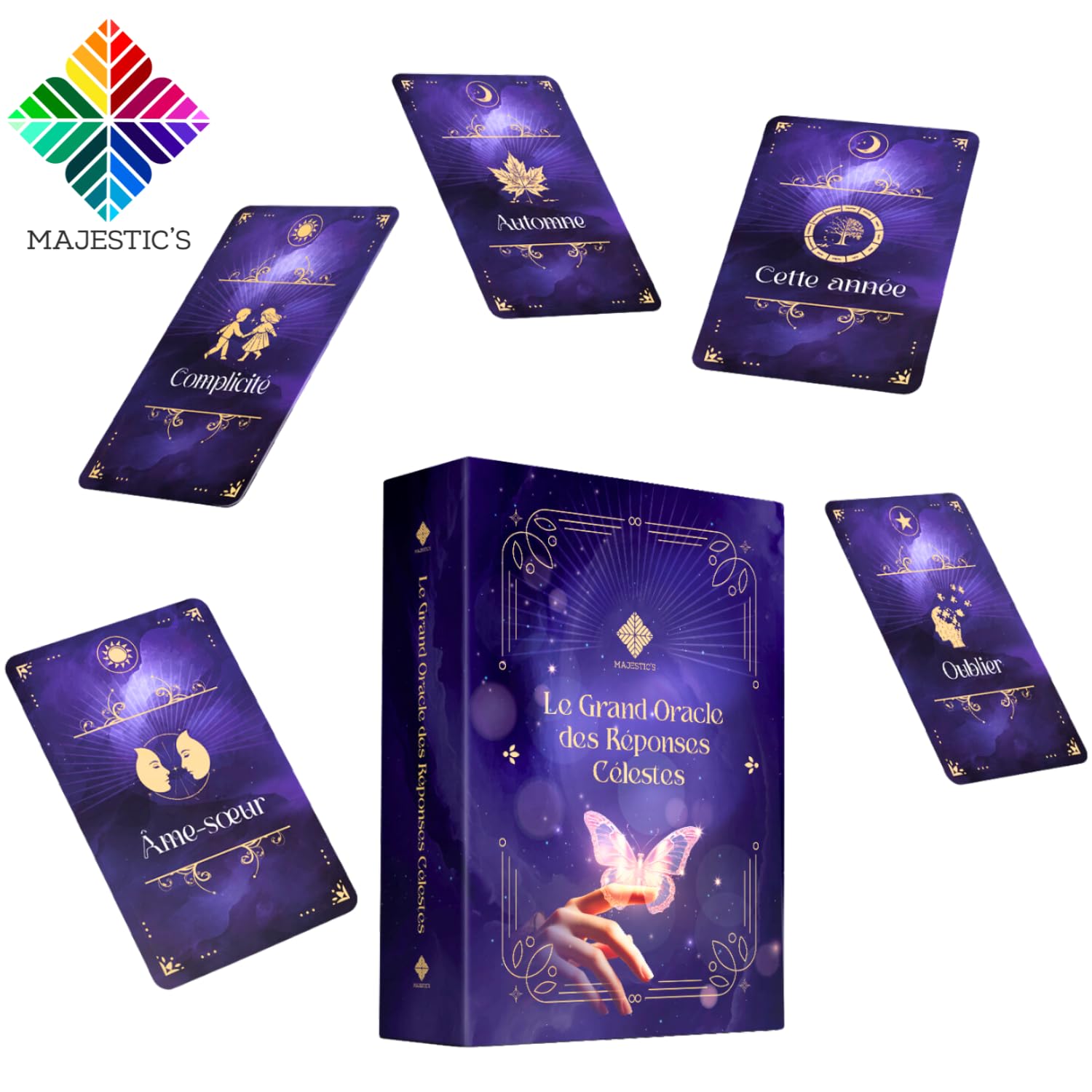 Le Grand Oracle des Réponses Célestes – Oracle Divinatoire Français de 110 cartes pour des réponses simples, immédiates et précises (Carte au Petit Format)