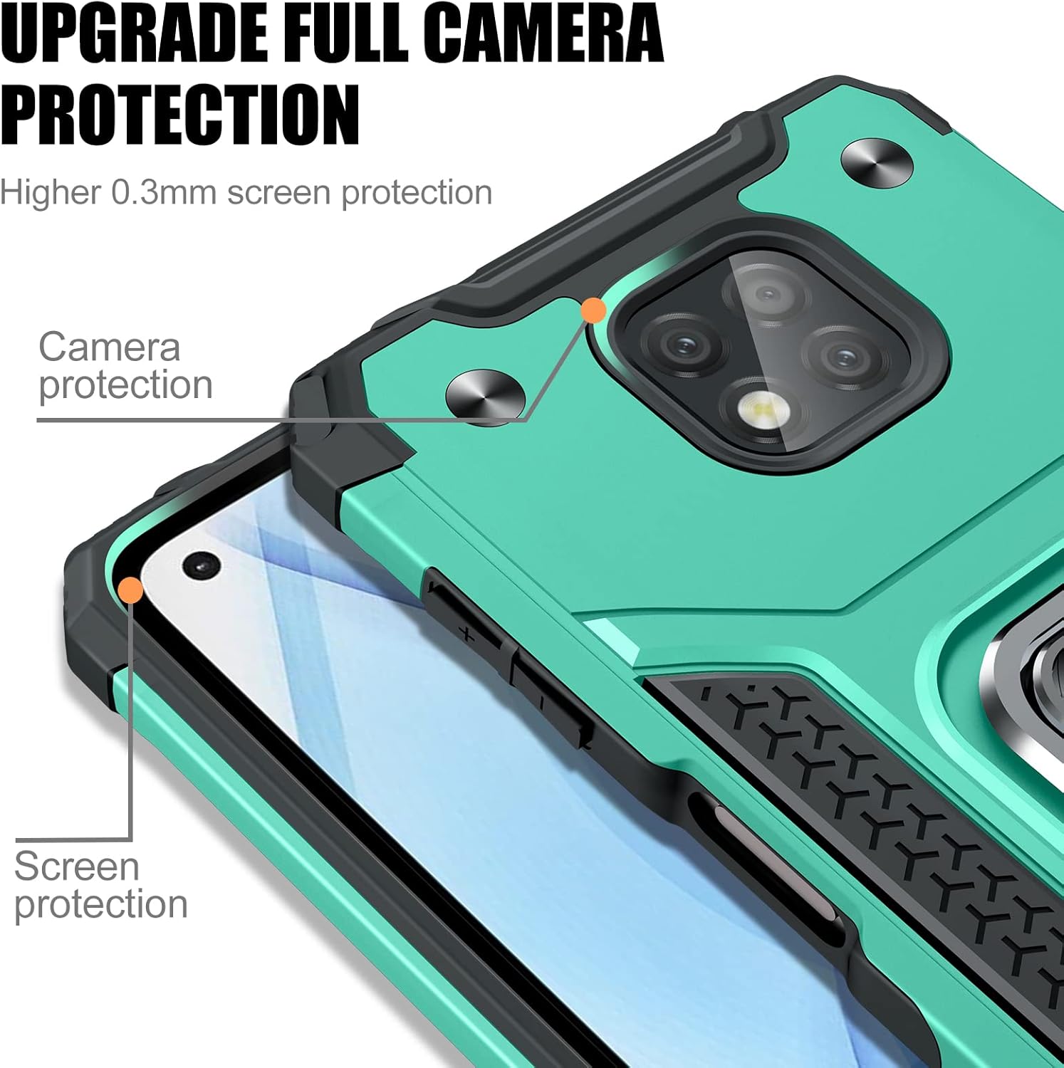 JAME Case for Moto G Power 2021, Military-Grade Drop Protection, Protective Phone Cases, with Ring Kickstand Shockproof Bumper Case for Moto G Power 2021, Turquoise : Cell Phones & Accessories