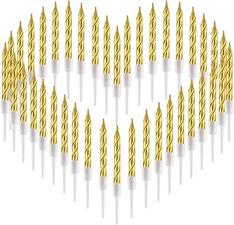 40 Stücke Geburtstagskerzen, Spiral Kerzen Geburtstag für Torte，Kerzen Deko Geburtstag Mädchen Junge, Geburtstagsdeko Hochzeit Party Kuchen Dekorationen (Gold)