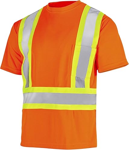 JORESTECH Camiseta de trabajo de manga corta de seguridad con X reflectante en la espalda, cumple con CSA y ANSI