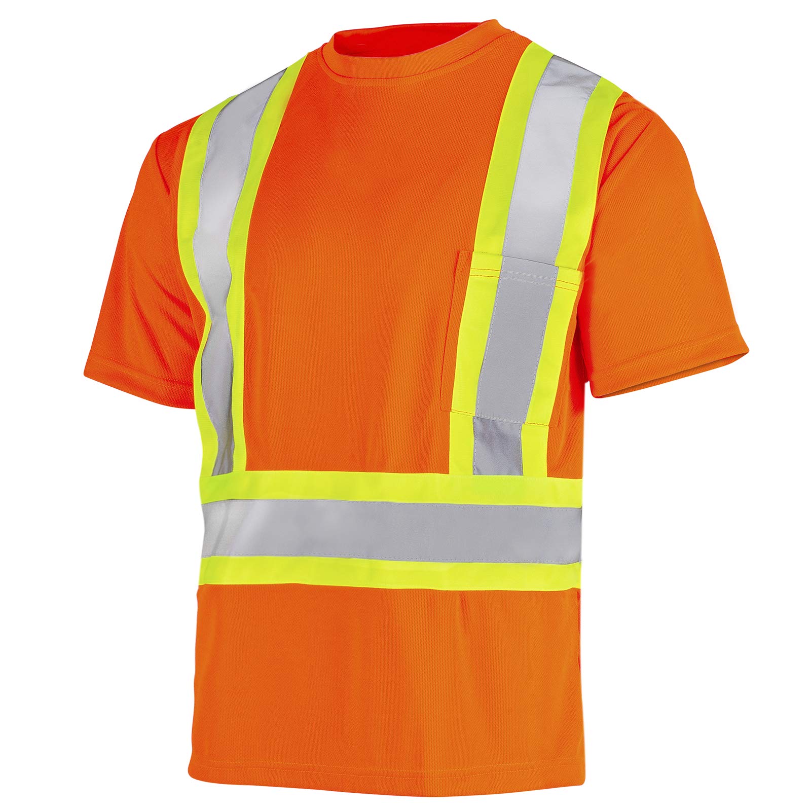 JORESTECH High-Visibility Safety T-Shirt with Reflective X Back, ANSI & CSA Compliant, Short Sleeve (S-TS-14)