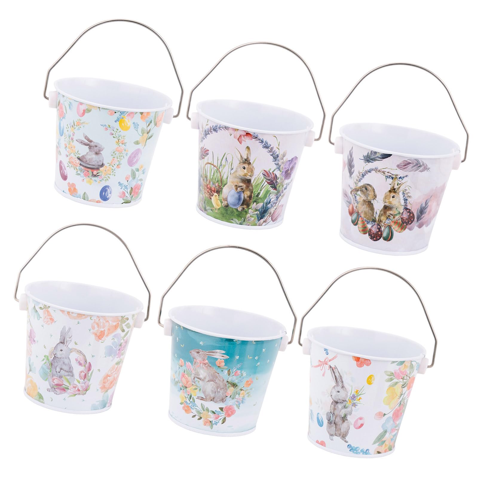 CAZSTYK Of 6 Vibrant Spring Metal Candy Tins Portable Candy Holder for Party Treats and Decor Easter Supplies Bonuses Easter Oocyte Hunt Supplies