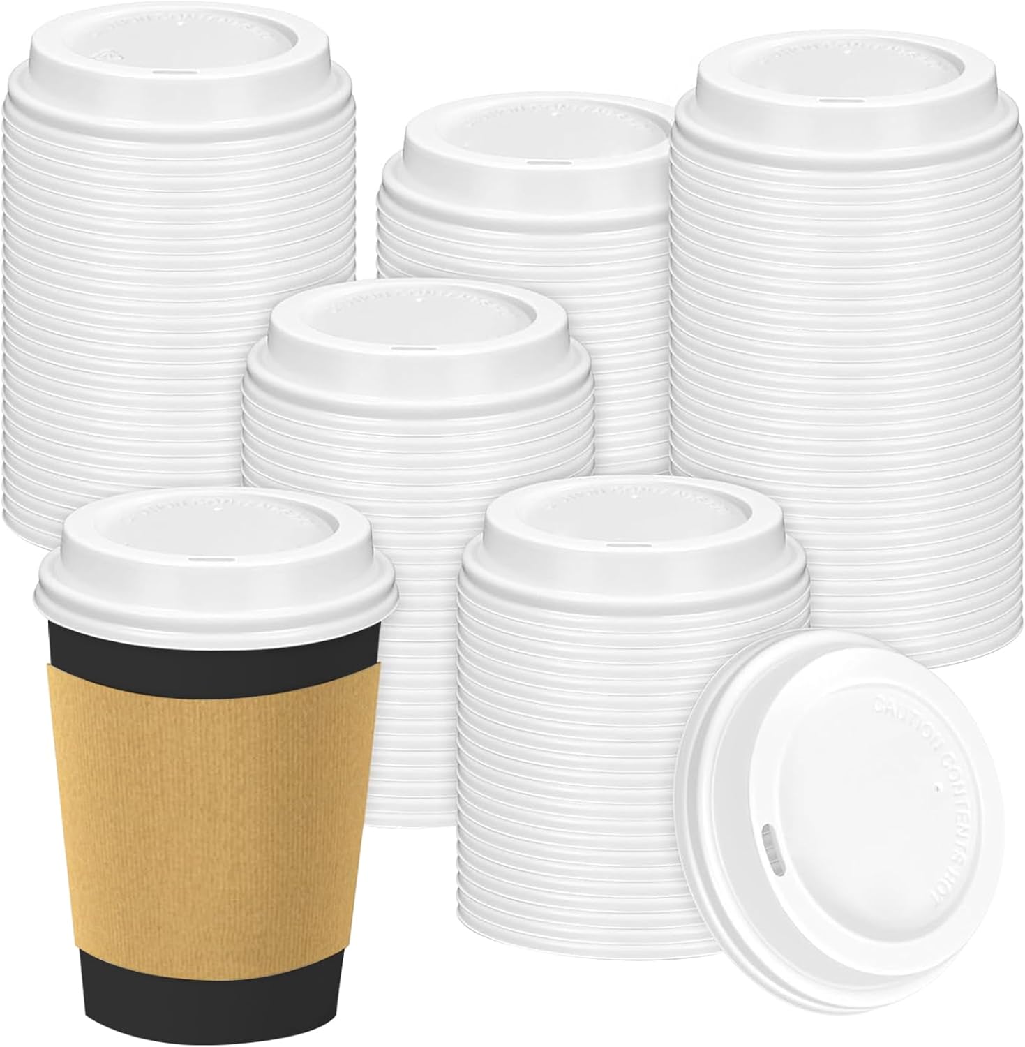 1000-Pack White Plastic Sip Lids for 10-24oz Paper Hot Cups - Safe for Food Contact, Convenient for Hot Beverage Takeout & Daily Use
