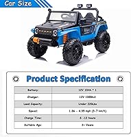 Vista 6 de Sopbost Coche eléctrico de 12 V 10 AH alimentado por batería 4x4 para padres e hijos todoterreno para niños con control remoto, juguete con ruedas