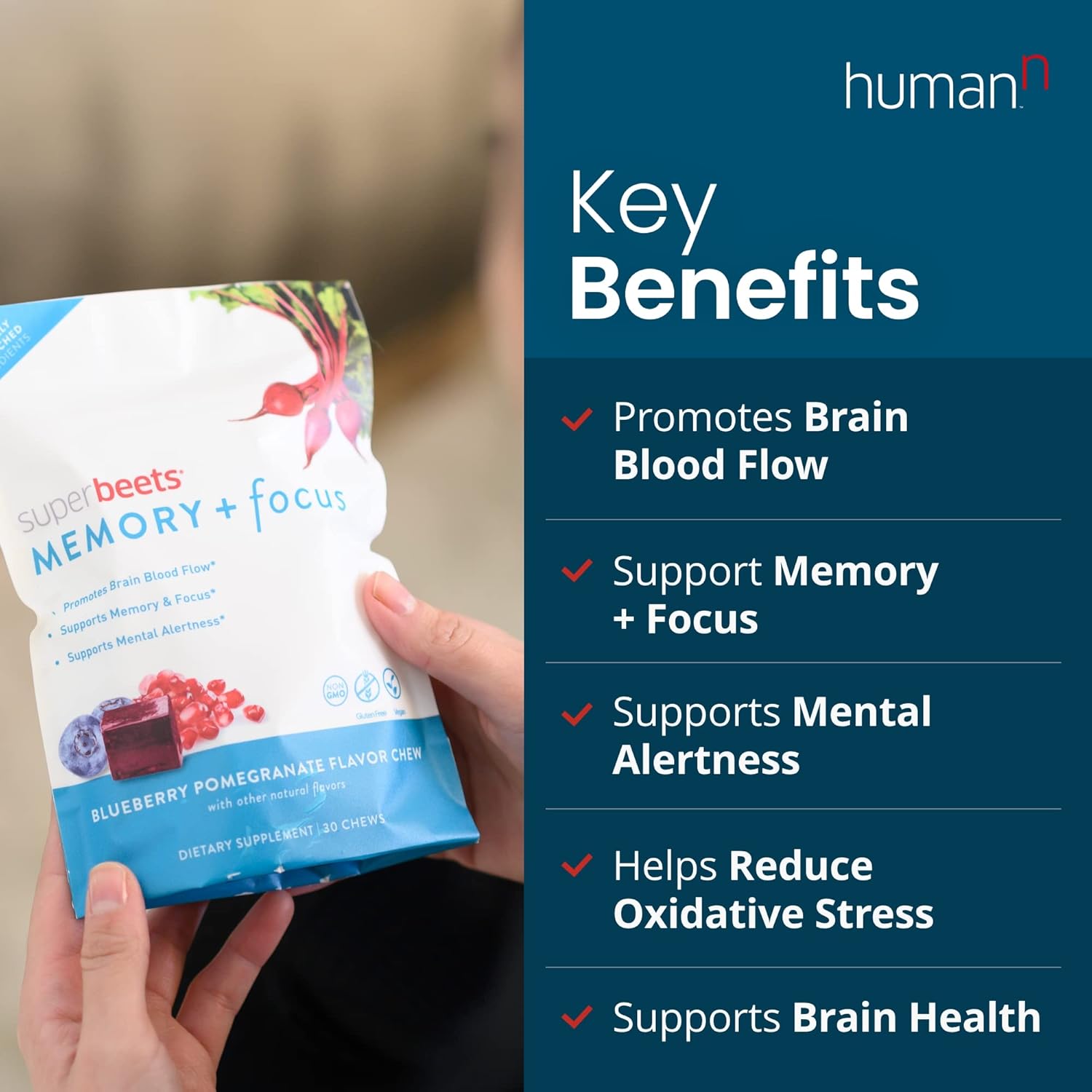 HumanN Tart Cherry Gummies & Memory + Focus : Health & Household