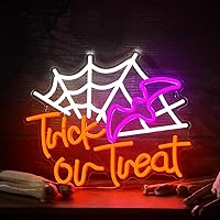 Vista 7 de Treela Halloween Neon Sign Happy Halloween Sign Wall Decor LED Neon Window Lights USB Powered Bat Light up Bat for Wall Bedroom Living Room Bar