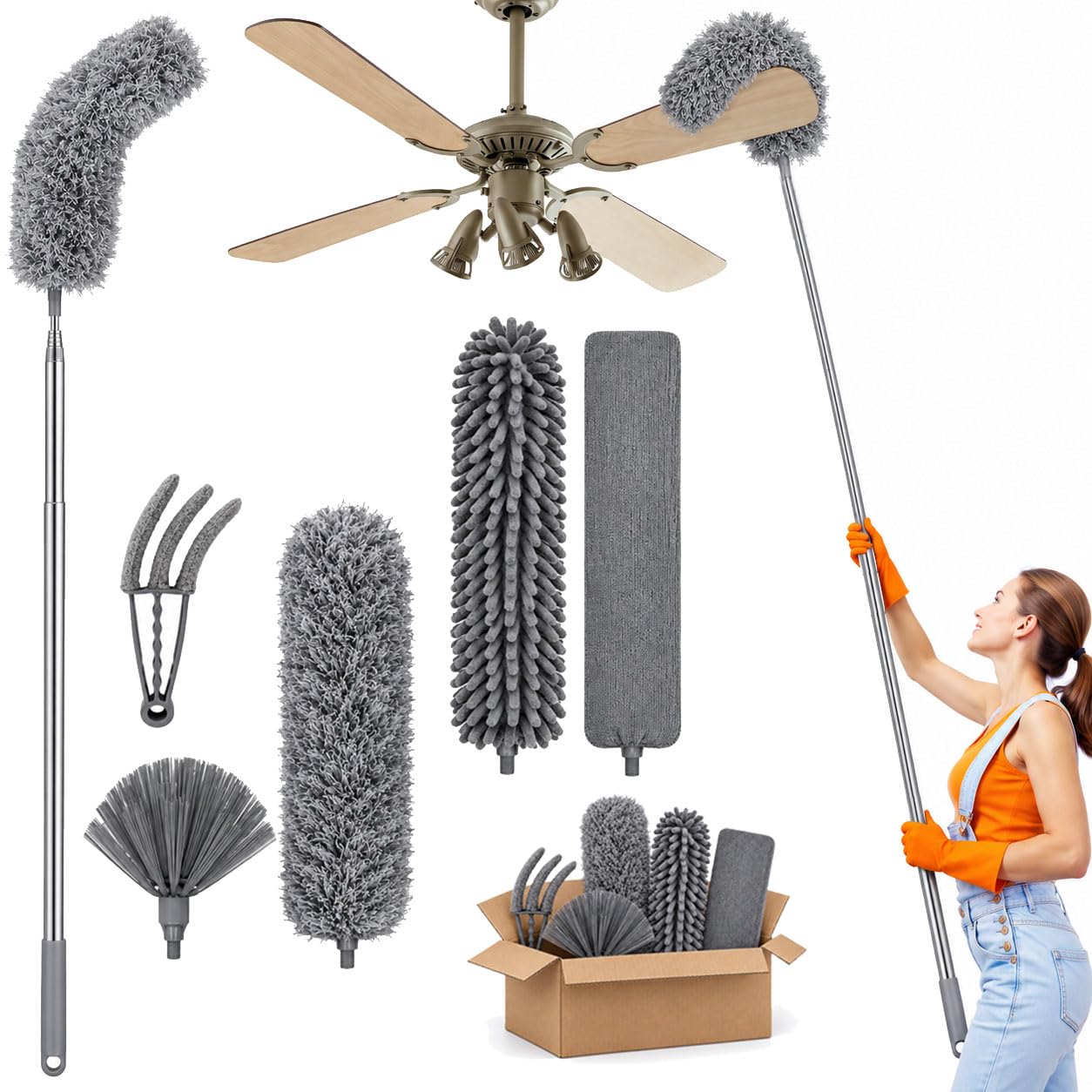Maxoshine 5-in-1 Fan Cleaning Mop - Extendable Pole -8