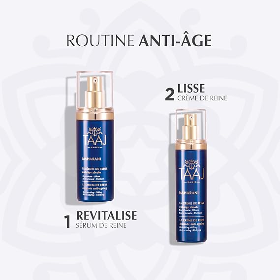 TAAJ | Maharani Queen Serum Powerful Anti-Aging Actives | Deep Skin Regeneration | Instantly Plumps, Lifts & Evens Tone | With Hyaluronic Acid, Collagen & Elastin |97% natural | 1.01 fl oz