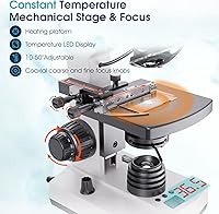 Vista 4 de Microscopio para adultos con aumento 40X-2500X, microscopio compuesto trinocular de laboratorio de doble vista Siedentopf Head Lab con termostato