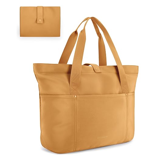 BAGSMART Tote Bag for Women, Foldable Tote Bag With Zipper Travel Shoulder Bag Handbag for Work