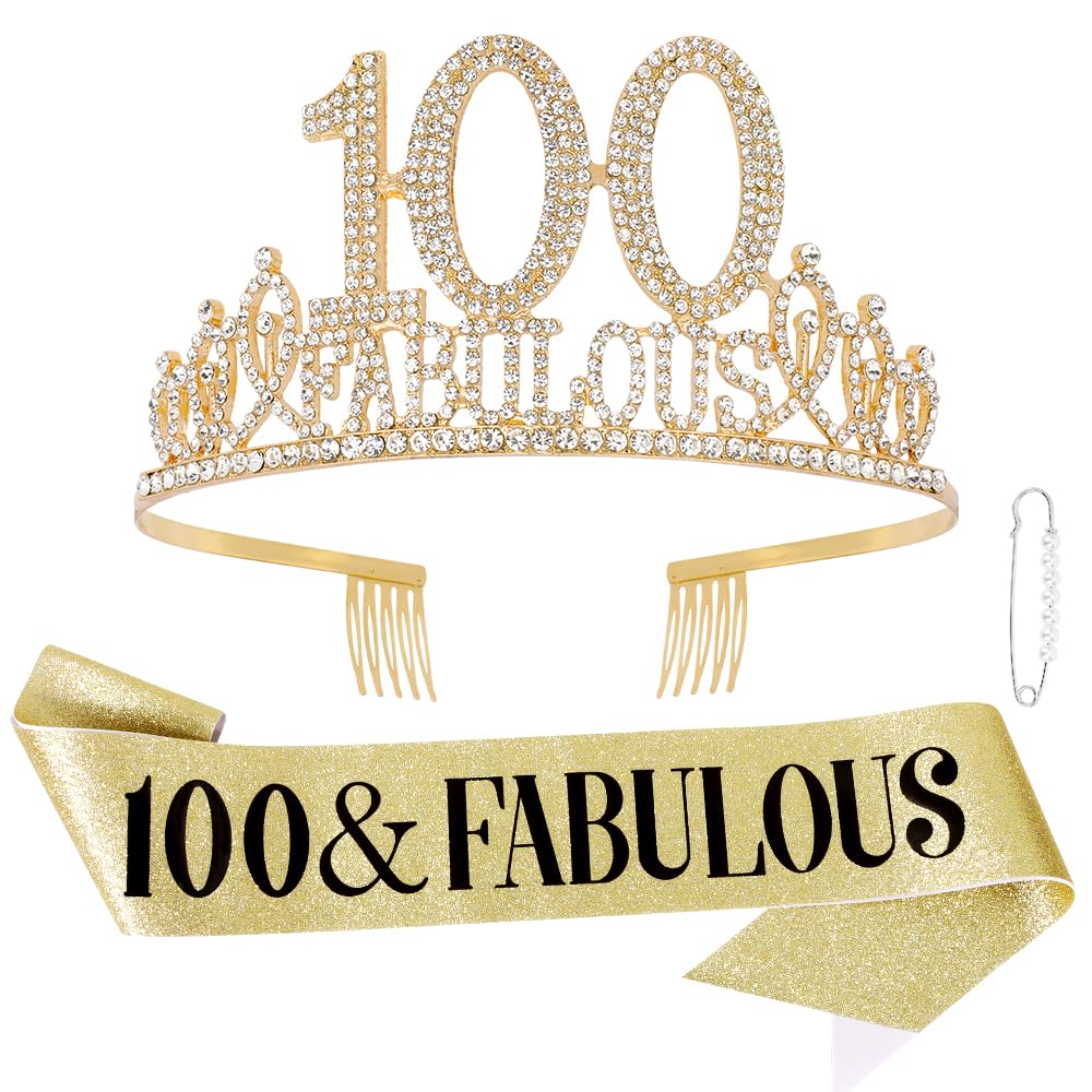 100th Birthday Decorations - Sash, Crowns, Tiara & Party Decorations for Women