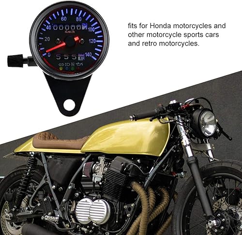 Miniatura 9 de KIMISS Luz de fondo LED de 12 V para motocicleta, kit de medidor de velocímetro de doble odómetro Cafe Racer + medidor de odómetro universal para