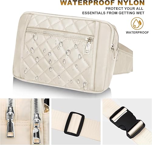 Miniatura 4 de Lindas Riñoneras Grandes para Mujer Bolso de Cintura Cruzado de Nylon Riñonera de Moda para Mujer Riñonera de Diseño para Entrenamiento, Senderismo,