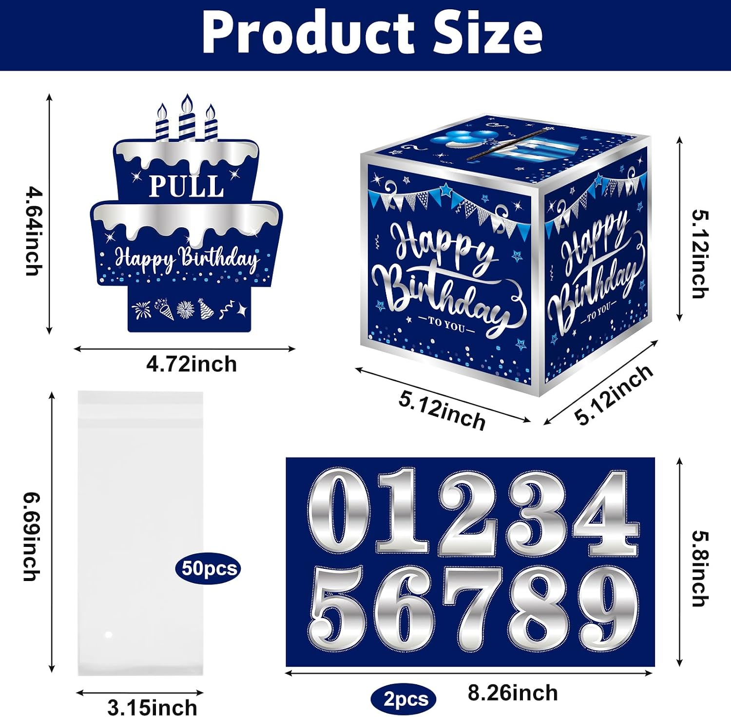 Turypaty Happy Birthday Money Gift Box with DIY Stickers, Party Cash Gift image 3