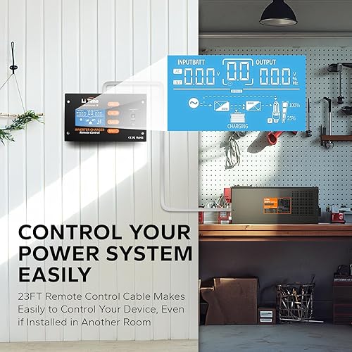 Miniatura 7 de LiTime 3000W Pure Sine Wave Inverter Charger, 12V DC to 120V AC Solar Controller, 9000W Peak Power, UPS Function, 5A - 45A Adjustable Current, LCD