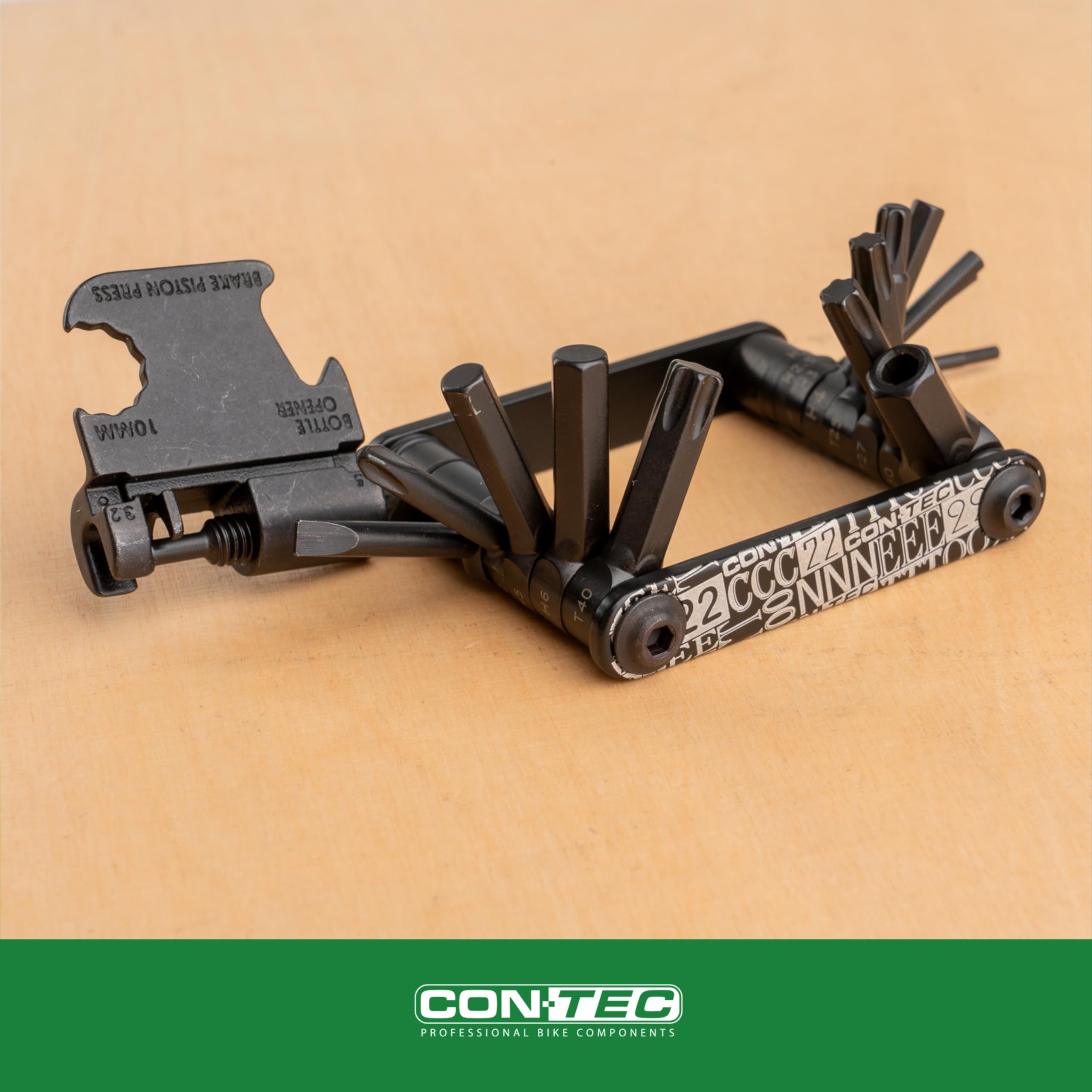 CONTEC Fahrrad-Multitool Pocket Gadget - F22 Stealth, 22 in 1, Multifunktionswerkzeug, Reparatur Set, Mini-Tool, Multi-Purpose, Innensechskant, leicht
