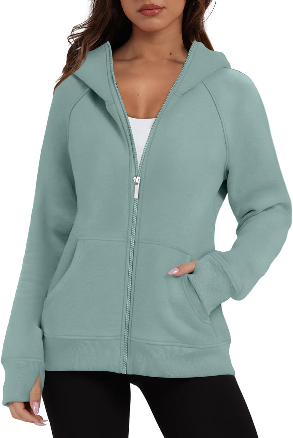 XIEERDUO Womens Zip Up Hoodies Sweatshirt Fleece Jackets 2024 Fall Fashion Outfits Winter Clothes