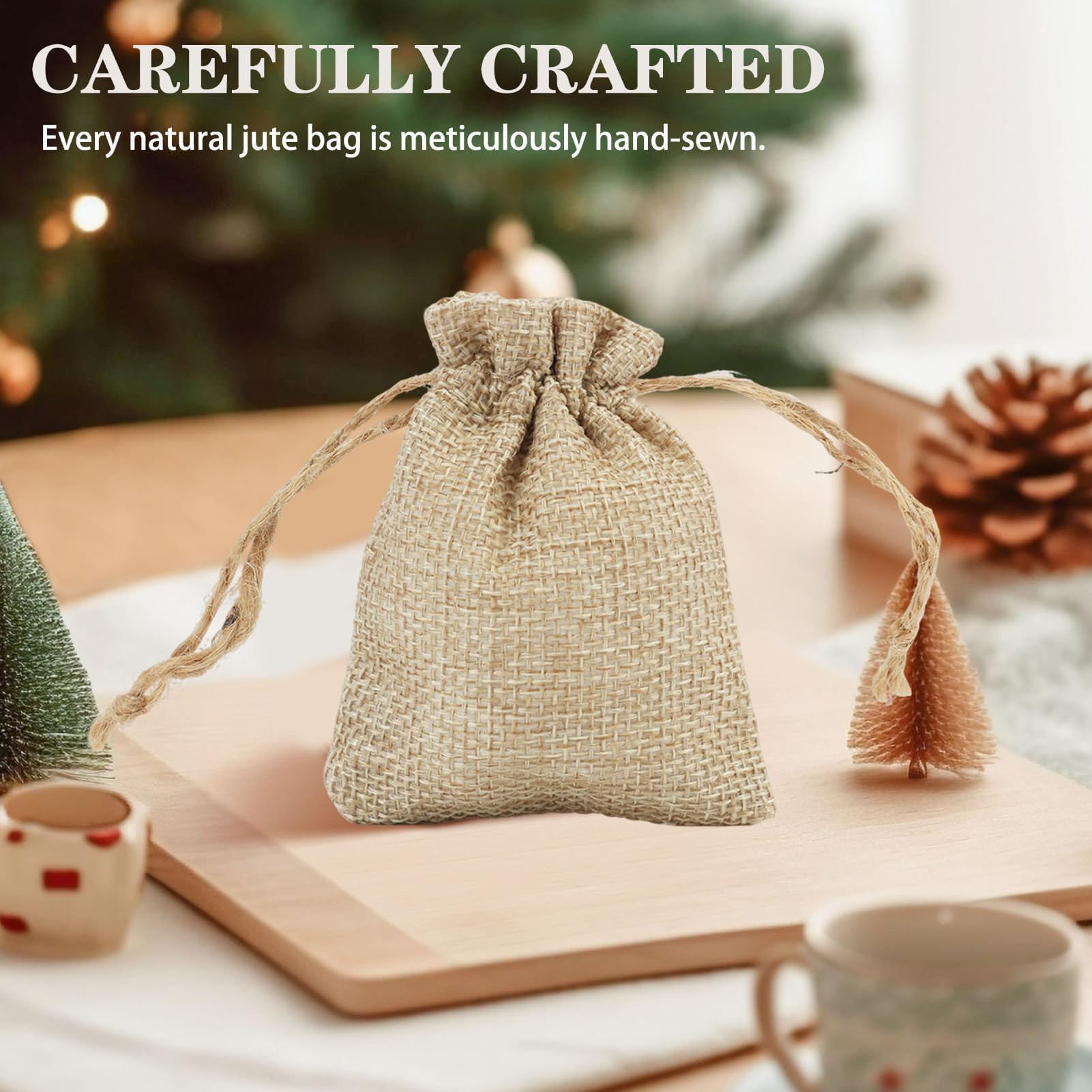 Jute Bags Pack of 20 małych torebek jutowych 7 x 9 cm, lniane woreczki o wymiarach 7 x 9 cm, woreczki heskie ze sznurkiem do ściągania kwiatów lawendy, prezenty – do projektów DIY i przechowywania