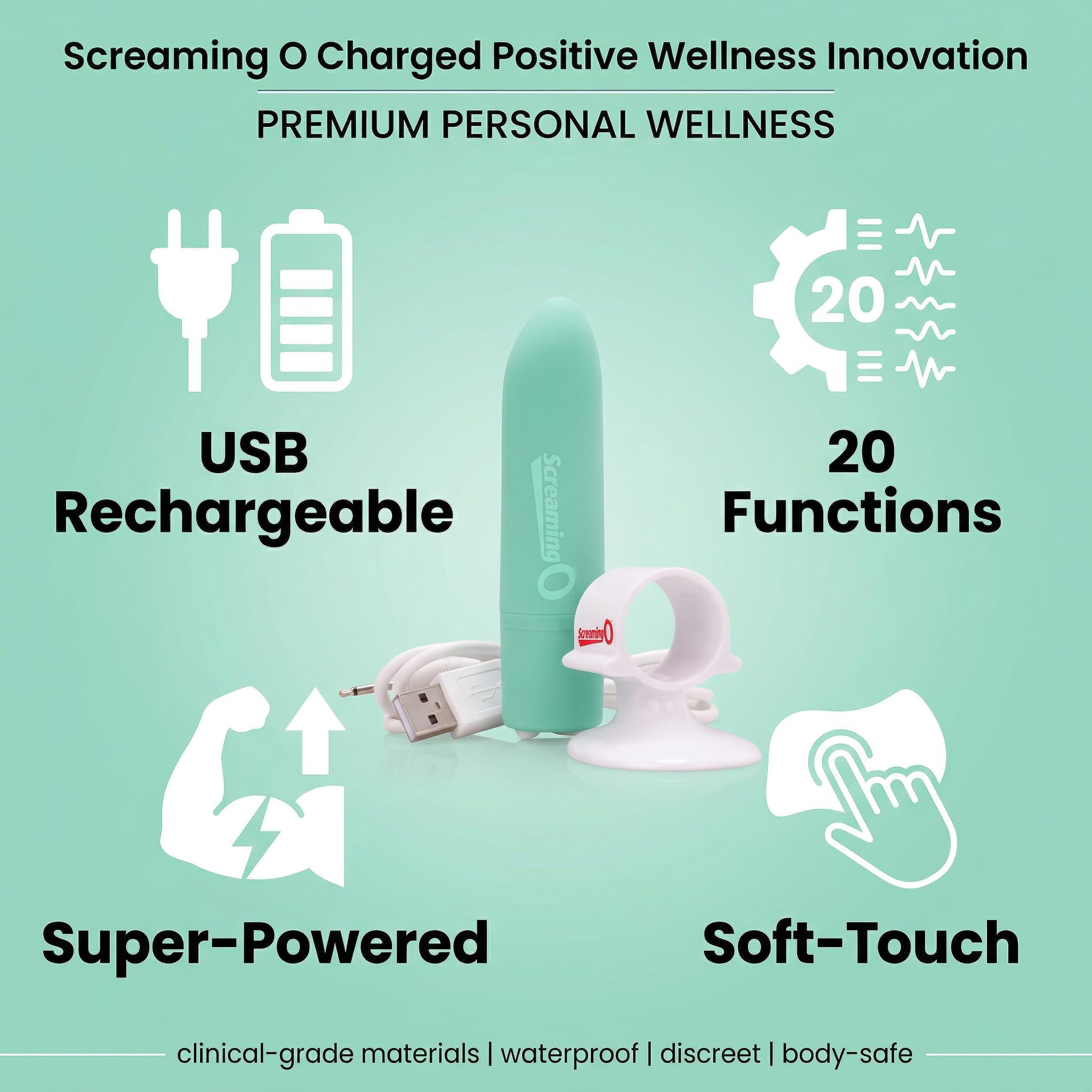 Amazon.com: Screaming O Charged Positive Bullet Vibrator for Women - Slim  Mini Vibrator with 20 Rumbling Vibration Modes, Rechargeable Waterproof  Vibrating Sex Toy for Her