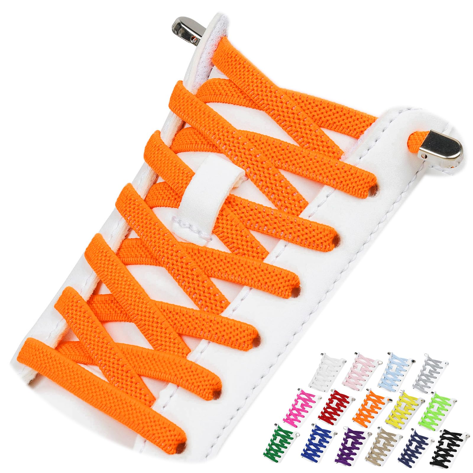 Puzeam 2 Pairs Elastic Tieless Shoe Laces for Sneakers, No Tie Shoelaces for Adults and Kids
