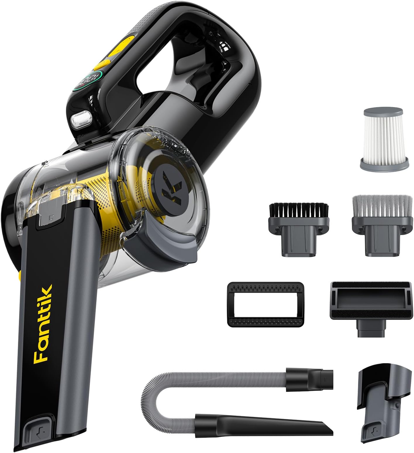 Fold V10 Apex Pivot Car Vacuum, 17000Pa Handheld Vacuum Cordless High Power, Portable Vacuum, Smart LED Display, DynamicClean™ Vacuum for Car Home Pet (Deluxe with Flexible Hose&Pet Brush)