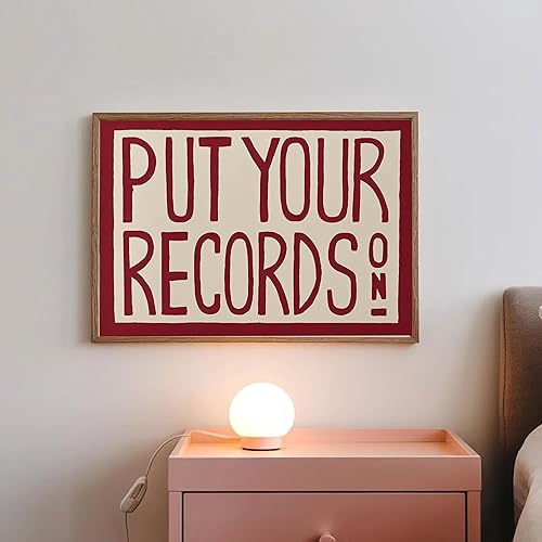 Miniatura 3 de RetroGroove - Póster con texto en inglés Put Your Records, impresión moderna de mediados de siglo, póster musical de vinilo diseñado a mano,