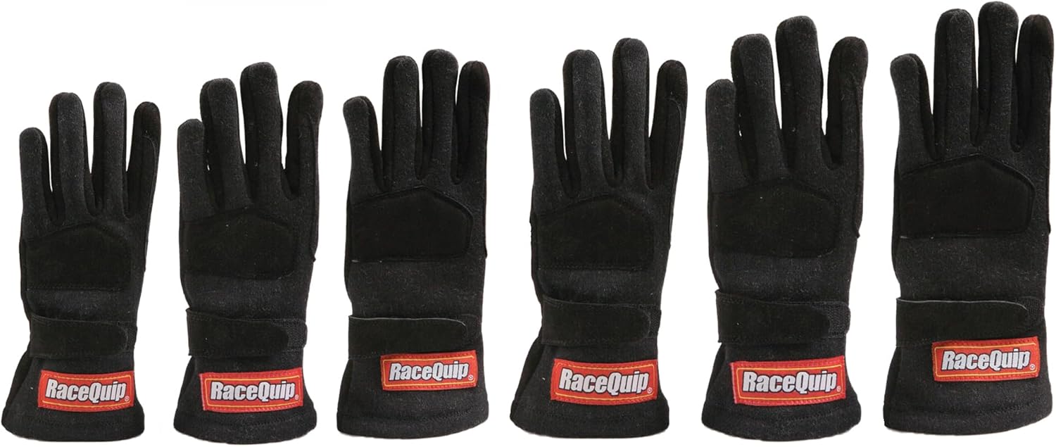 RaceQuip 3550095RQP 355 Series Driving Gloves SFI 3.3/5 Black/Black Youth Large