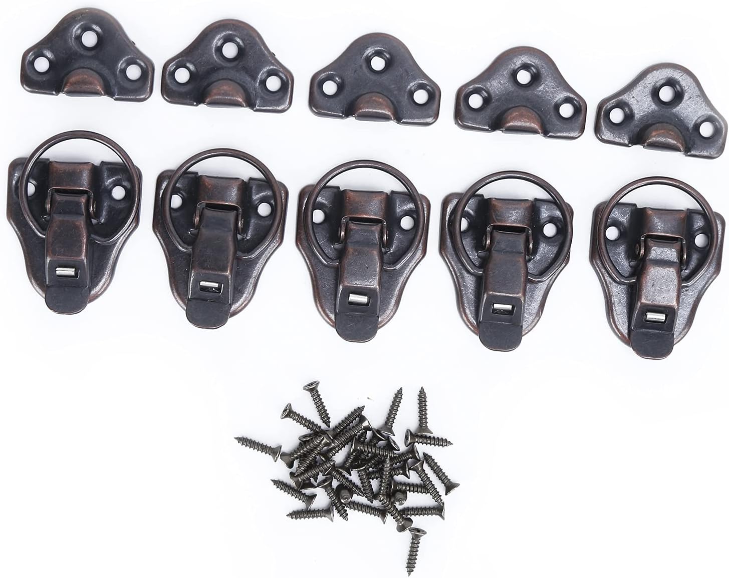 5 Sets Latch Hasp, Antique Alloy Toolbox Hardware Lock with Buckle for Jewelry Boxes, Small Object Boxes, Dollhouses, Toolboxes (Red Bronze)