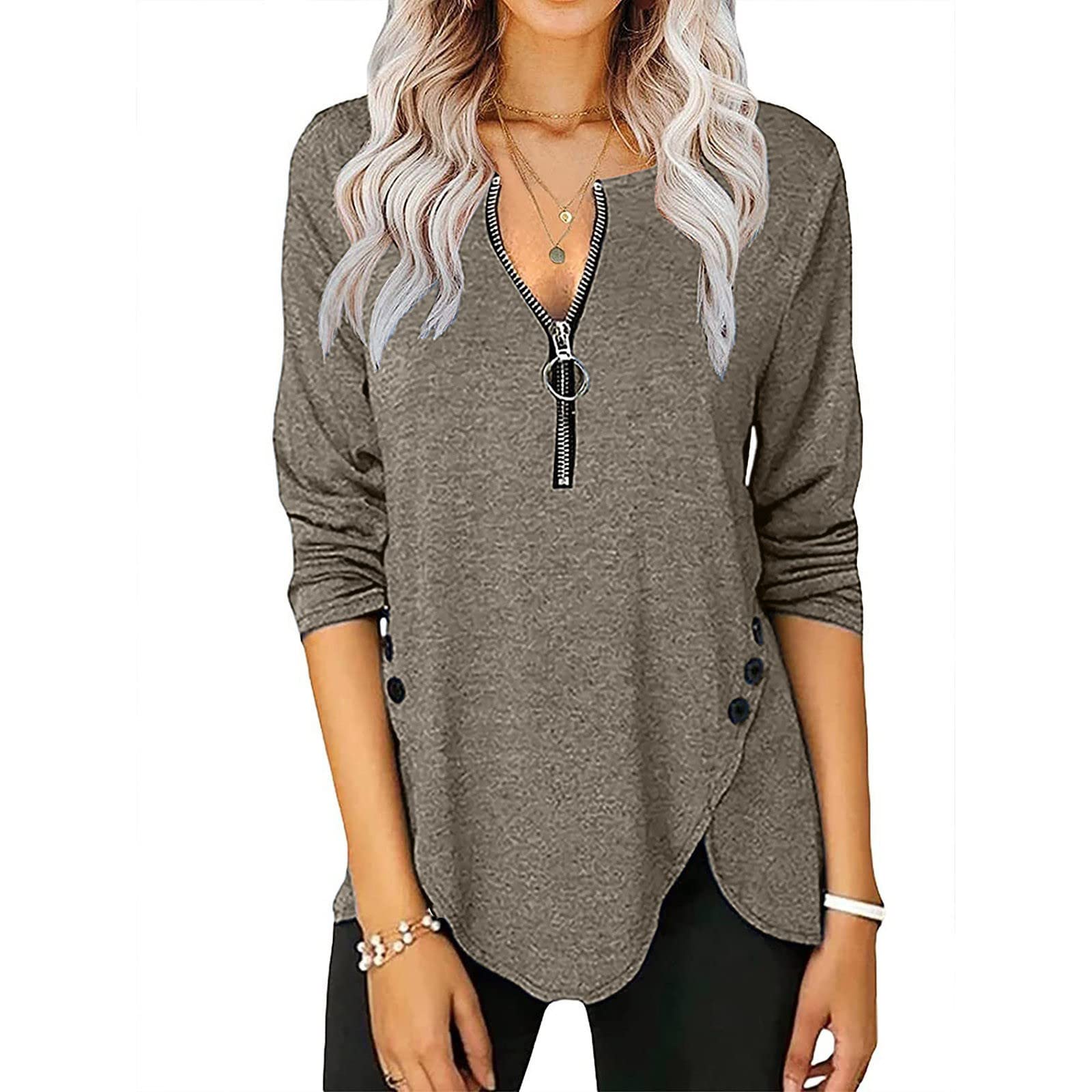 COTECRAM Long Sleeve Shirts for Women Plus Size Casual Cute Crew Neck Sweatershirt Going Out Tops Basic Tees Tunic Sweaters