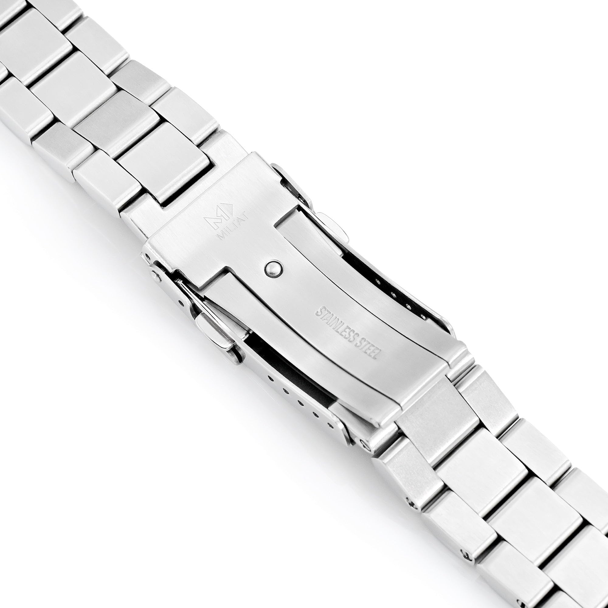 MiLTAT Bracelet de montre Hexad de 20 mm à extrémité droite, fermoir en acier inoxydable brossé 316L