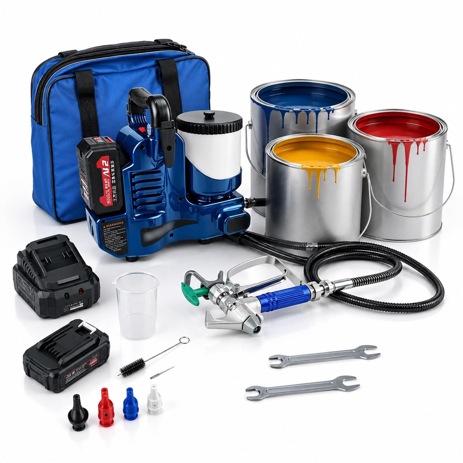 TBANVOO Electric Paint Sprayer Gun & Airless Paint Sprayer, Cordless, 550W, 6-Speed, 1.2L Tank, for Home & Office