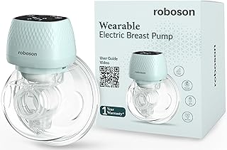 Roboson Wearable Electric Breast Pump For Feeding Mothers, Automatic Electrical Milk Feeding Pumping Machine with 3 Modes & 9 levels, Portable & Compact, Rechargeable with large 1400 mah battery, Digital Touch Screen, Food Grade Milk Cup of 150 ml, BPA Free and Skin Friendly (1 Year Warranty)