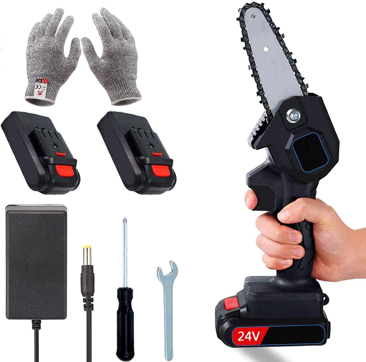 MiniElektroSäge, 4ZollAkkuKettensäge, 2 Batterien und bürstenloser