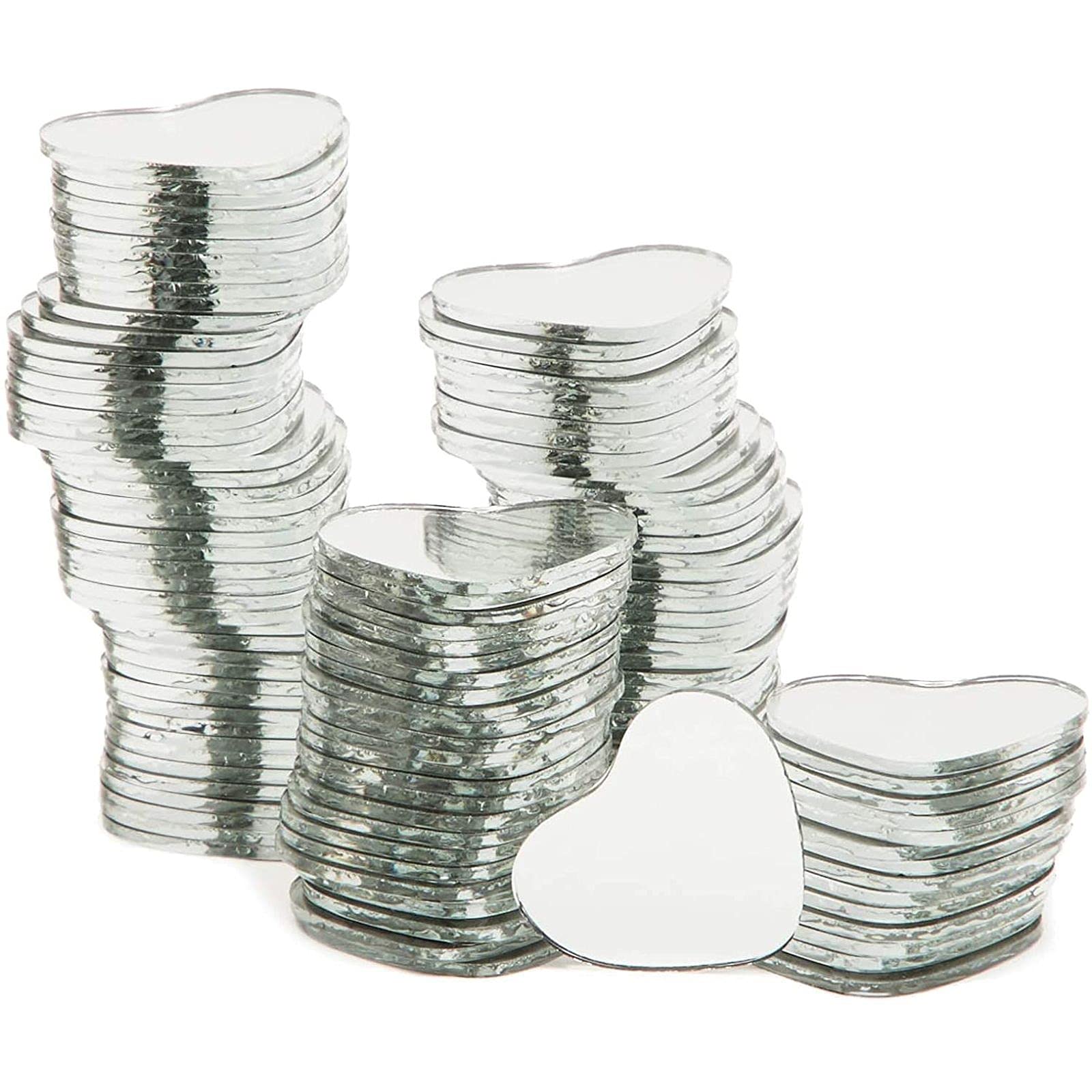 Heart Mirror Tiles for Crafts (1 in, 120 Pack)