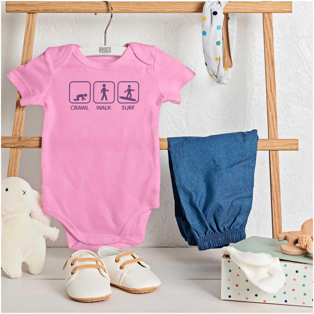 Brisco Brands Crawl Walk Surf Baby Romper Boys or Girls