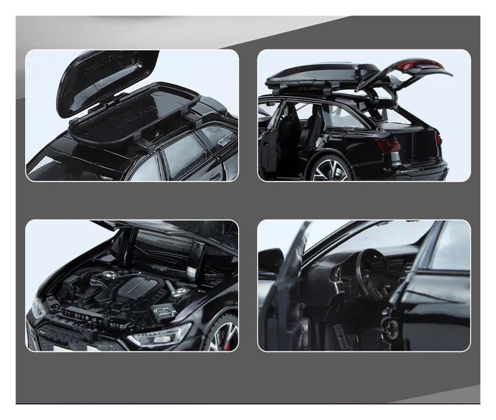 1:32 per RS6 il modello di auto con porte apribili in lega pressofusa | Con suono e luce non includere le batterie(Grey)