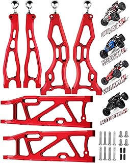 RCMYou Upgrades Suspension Arms for 1/8 Arrma Kraton 6S BLX,Outcast 6S BLX,Talion 6S BLX,Notorious 6S BLX,Aluminum Front Rear A Arms & Lower Upper Swing A-Arm Set Hops up w/Pivot Balls,6pcs,Red