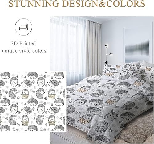 Miniatura 63 de Juego de cama individual de 8 piezas con edredón y sábanas en una bolsa para niños y niñas en una bolsa - Linda ropa de cama de animales de granja