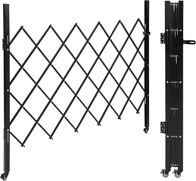 Single Folding Security Gate, 61" H x 71" W Folding Door Gate, Steel Accordion Security Gate, Flexible Expanding Security Gate, 360 Rolling Barricade Gate, Scissor Gate/Door with Casters/Lock