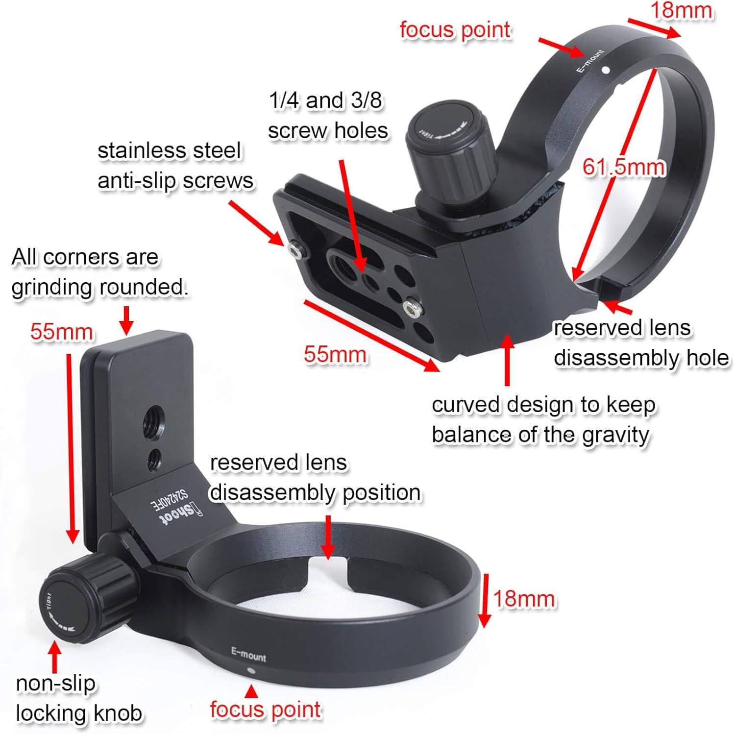 Tripod Mount Ring Lens Collar with Arca-swiss Fit Quick Release Plate Compatible with Sony SEL35F14Z FE 35mm f/1.4 ZA, SEL90M28G FE 90mm f/2.8 Macro G OSS, SEL100F28GM FE 100mm f/2.8 STF GM OSS