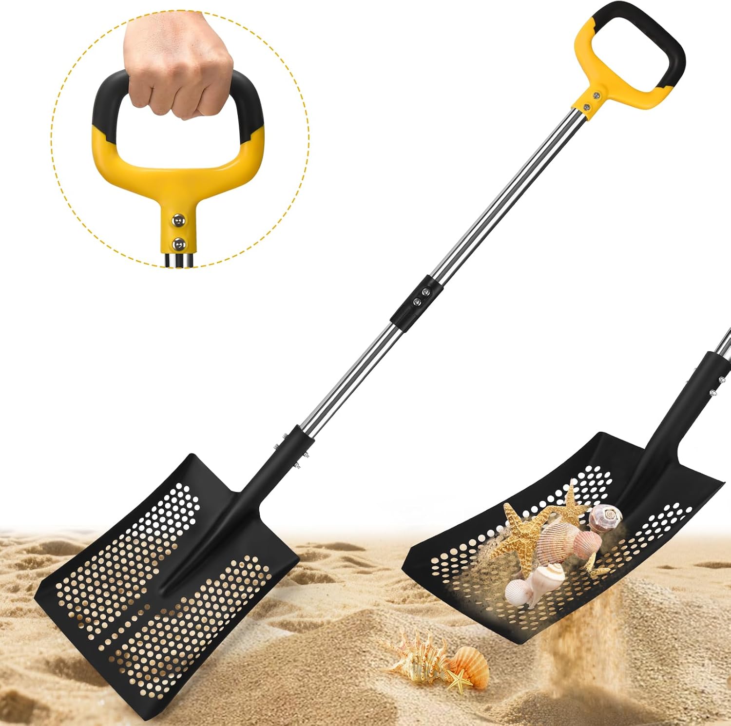 Sand Sifter Shovel, Long Lightweigh Sifting Shovel for Sand Sifter, Perfect for Shark Tooth, Leaf Collector