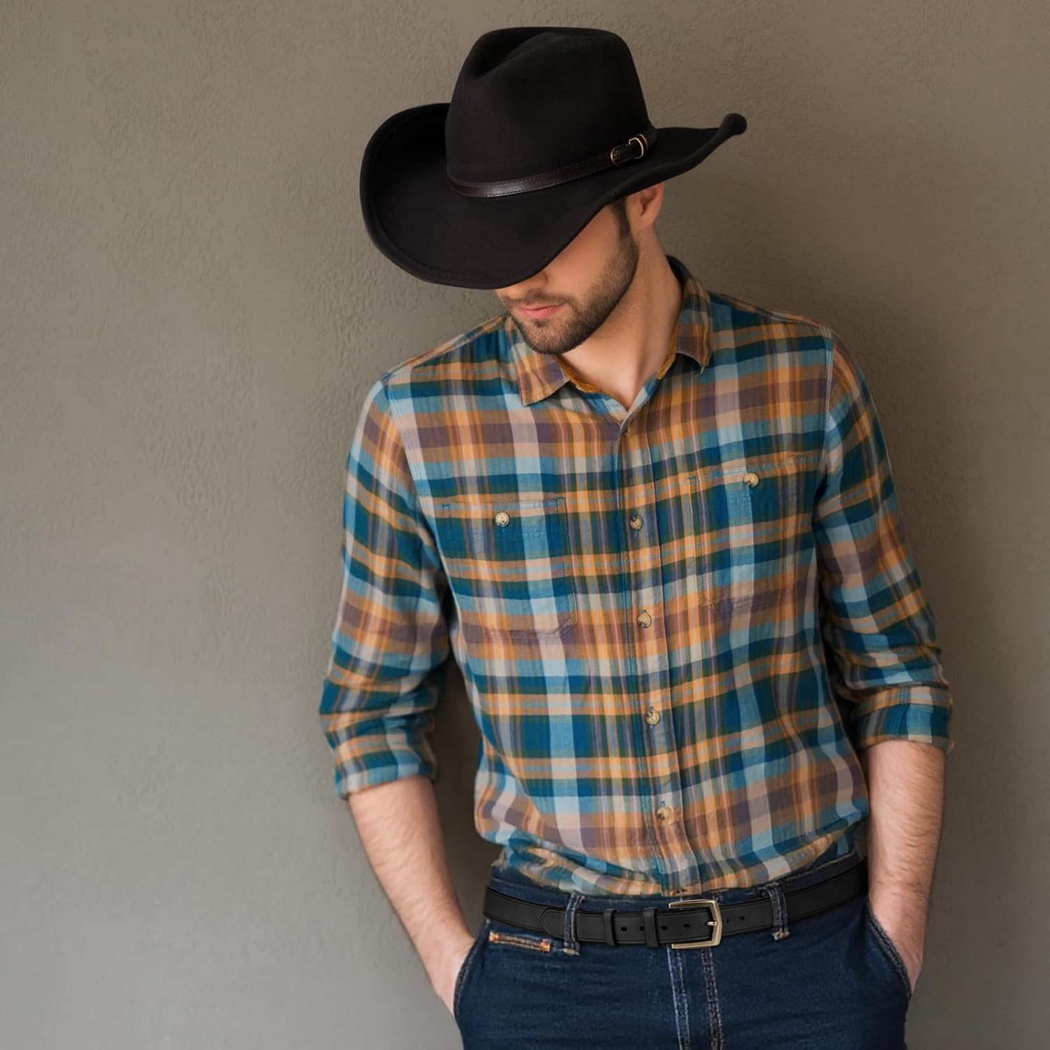 Luxury Full Grain Genuine Leather Belt Men Gift, 1.5" Wide Vintage Real Leather Western Cowboy Men's Belts - Image 5