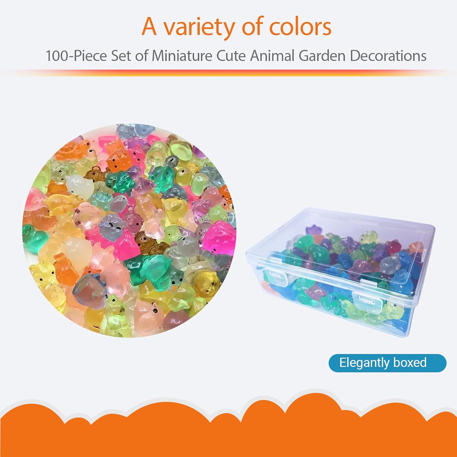 Felskin 100PCS Mini Resin Animals - Cute Pastel Slime Accessories, Tiny Forest Animals for Fairy Garden Decorations, Easter Basket Stuffers & Party Favors for Kids