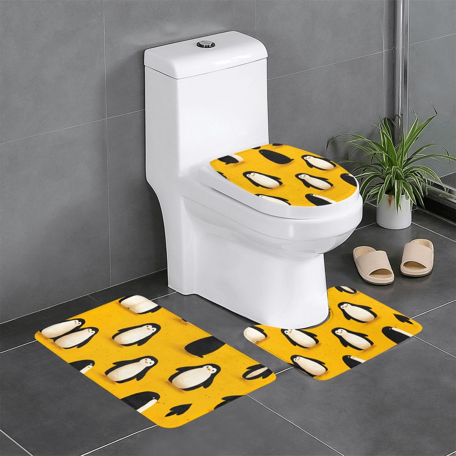 Tapis de salle de bain pingouin pour coiffeuse et toilettes confort