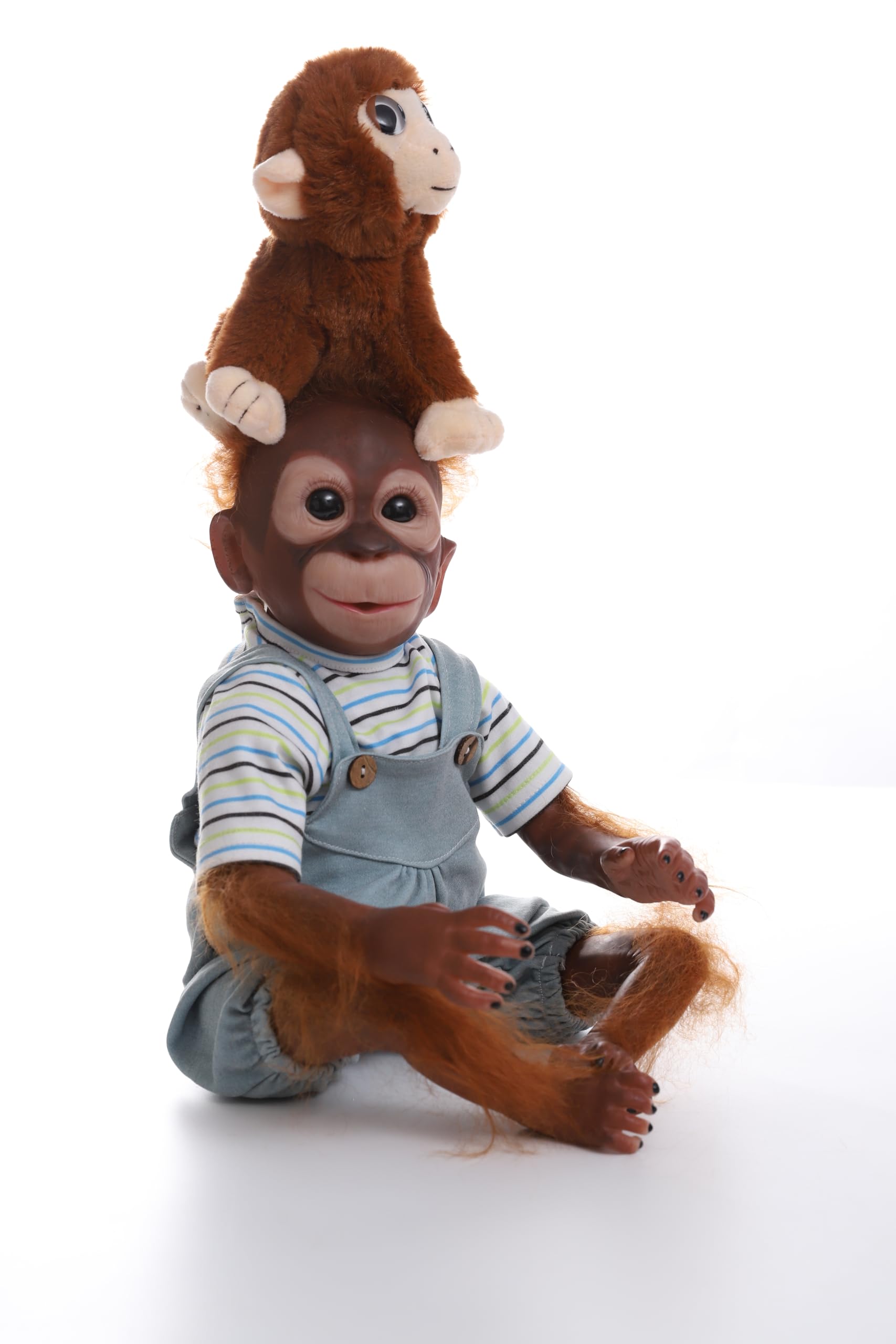 JIEBOTE Reborn Dolls 22 Inch 55 cm Reborn Baby Monkey Realistic Handmade Reborn Dolls Newborn Baby Doll, Brown, 22 inches - Image 4