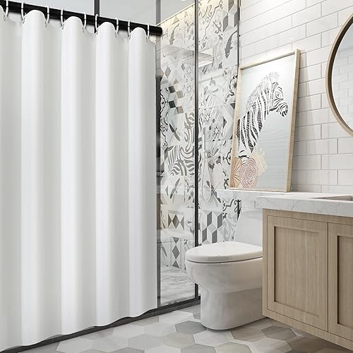 Miniatura 3 de Cortina de ducha pequeña Ipx4, impermeable, suave y estrecho de 47 pulgadas de ancho x 71 pulgadas de alto, cortina de ducha RV con 8 ganchosojales