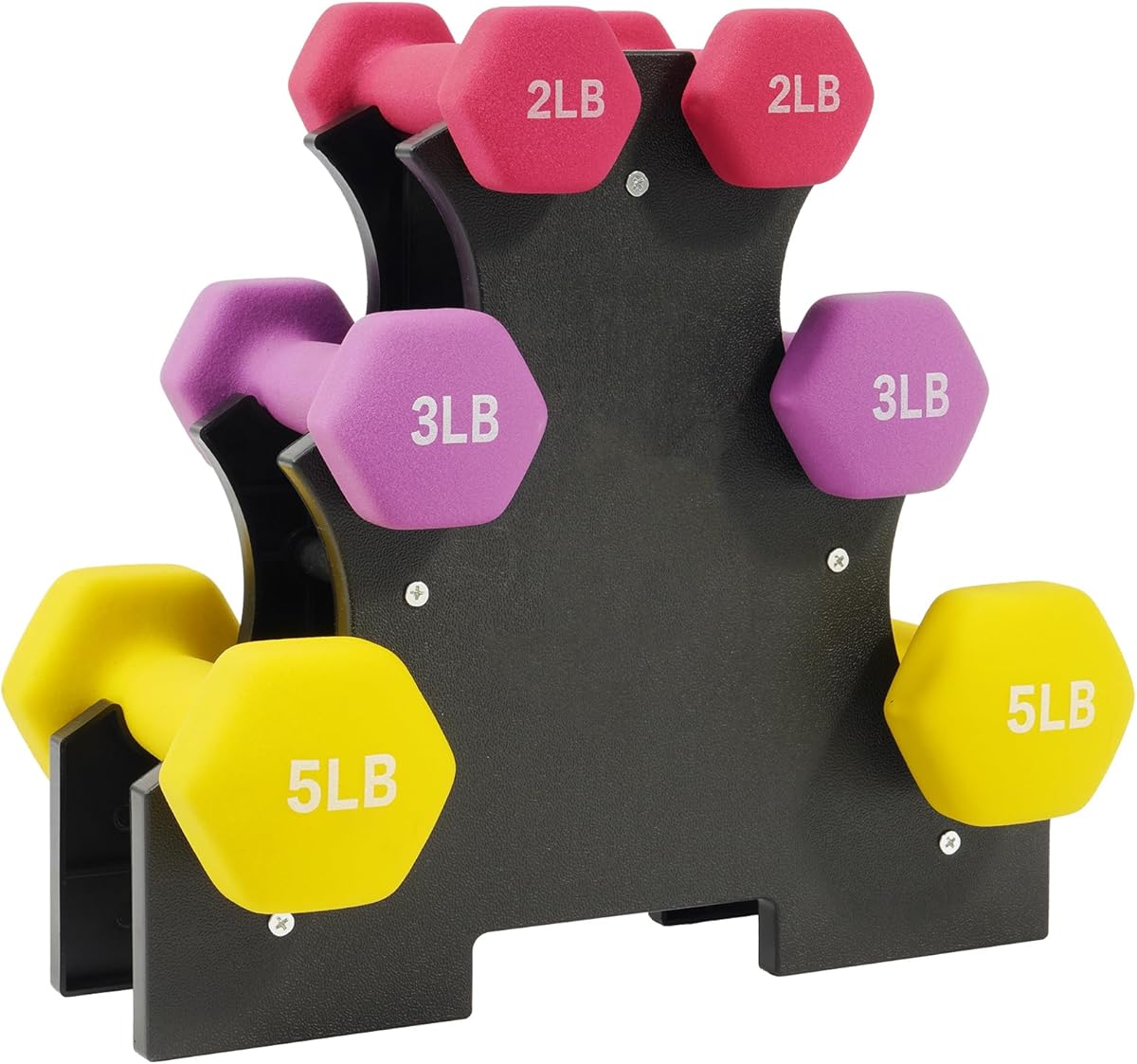 Fitvids Colored Neoprene Dumbbell Set with Rack - Multiple Weight Options