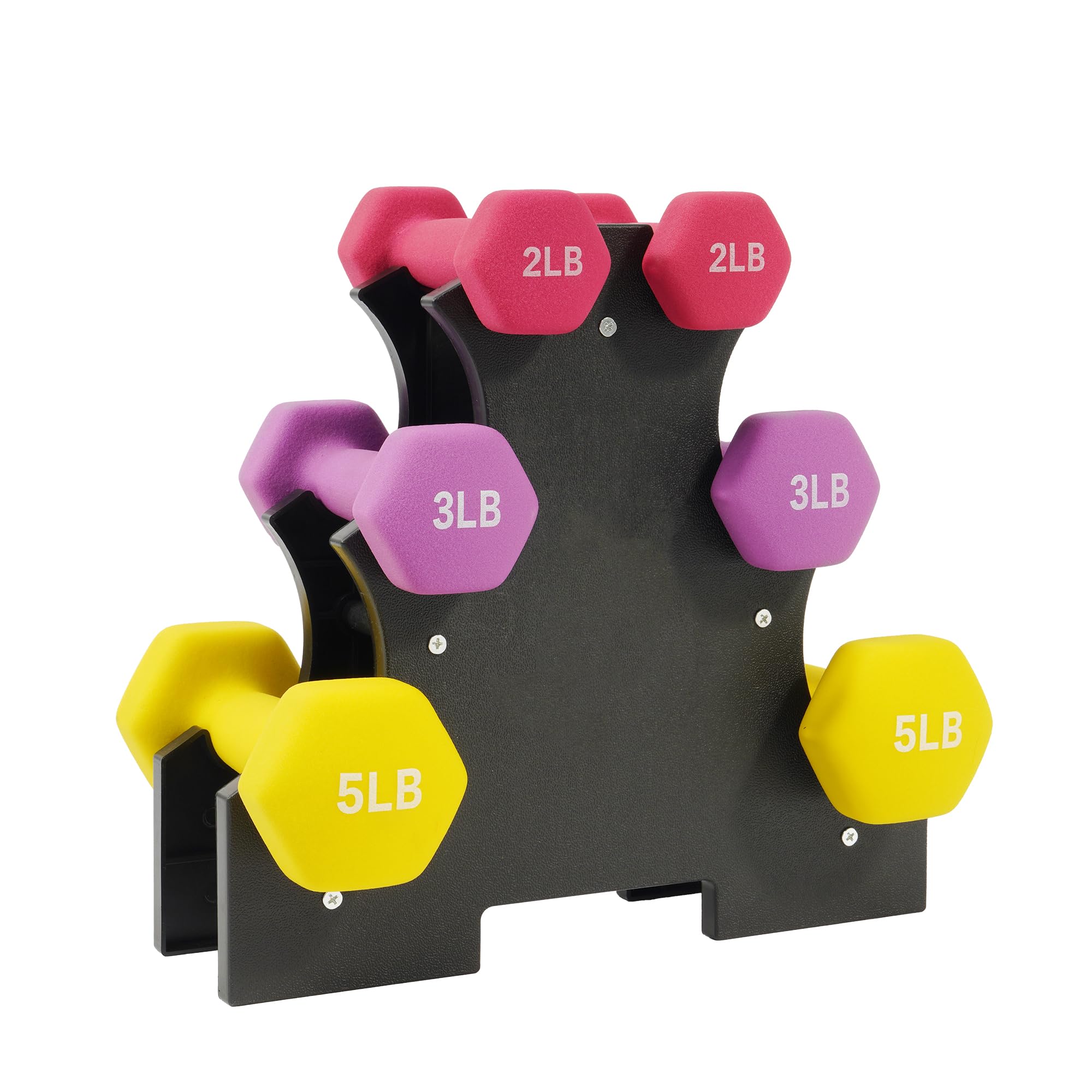 Fitvids Colored Neoprene Dumbbell Set with Rack Multiple Weight Options 20LBS 32LBS 50LBS and 56LBS Sets