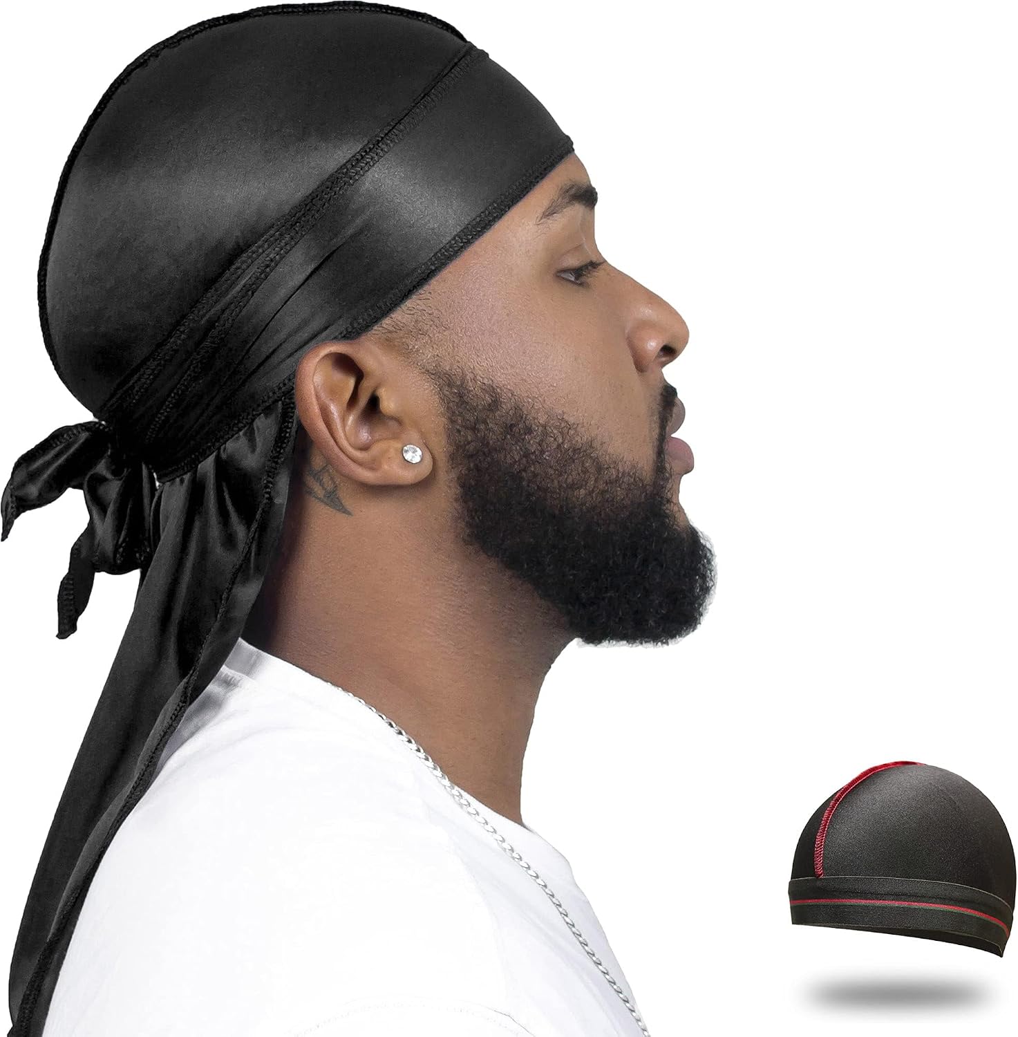  4PCS Silky Durags for Men Women 360 Waves with 1 Wave Cap thumbnail