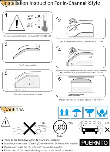 Miniatura 6 de 194953 Deflector de viento para ventana lateral, juego de 4 protectores de lluvia en canal, visera de ventana para Ford F250F350F450 Super Duty
